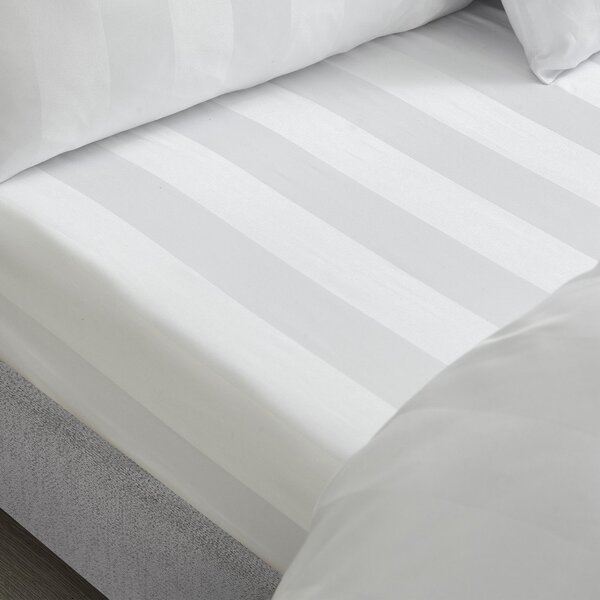 Lenzuolo con angoli bianco in raso di seta 150x200 cm So Soft Satin Stripe – Catherine Lansfield
