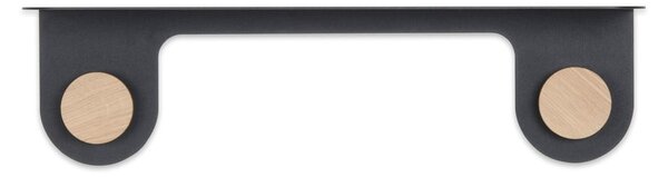 Mensola da parete in acciaio nero con dettaglio in legno di quercia con 2 ganci , lunghezza 50 cm Hook - Gazzda