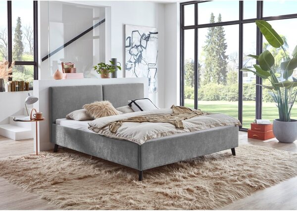Letto matrimoniale imbottito grigio con rete inclusa 160x200 cm Piano – Meise Möbel