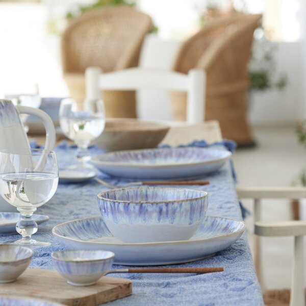Piatto bianco/blu in gres ø 28 cm Brisa – Costa Nova