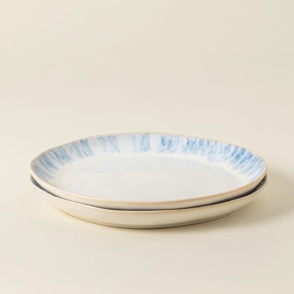 Piatto bianco/blu in gres ø 28 cm Brisa – Costa Nova