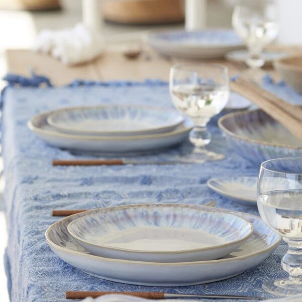 Piatto bianco/blu in gres ø 28 cm Brisa – Costa Nova