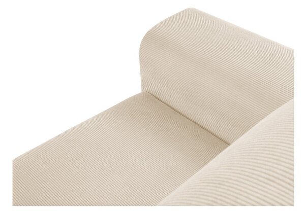 Divano angolare beige allungabile e con contenitore (con penisola a destra/con chaise lounge) con rivestimento in velluto a coste Kyoto – Cosmopolitan Design