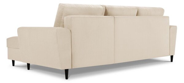 Divano angolare beige allungabile e con contenitore (con penisola a destra/con chaise lounge) con rivestimento in velluto a coste Kyoto – Cosmopolitan Design