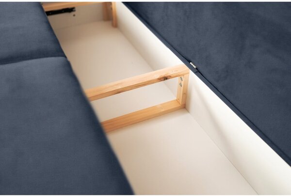 Divano blu allungabile/con contenitore e rivestimento in ciniglia 236 cm Silva – ELTAP