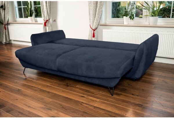 Divano blu allungabile/con contenitore e rivestimento in ciniglia 236 cm Silva – ELTAP