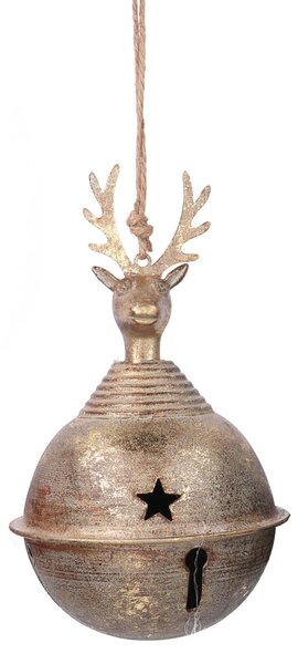 Sfera campanello metallo renna oro cm 14x14x24