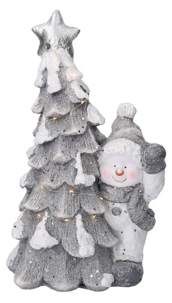 Albero resina led con pupazzo di neve bianco cm 26x17,5xh44