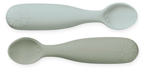 Set di cucchiai da bambini color kaki/azzurro in silicone 2 pz Olive Mix – Cam Cam Copenhagen