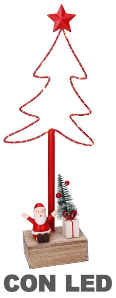 Albero metallo led con babbo natale rosso cm 7x15xh39