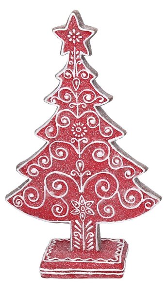Albero resina rosso con decori bianchi cm 16x5,7xh24