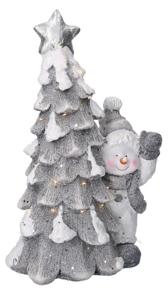 Albero resina led con pupazzo di neve bianco cm 26x17,5xh44