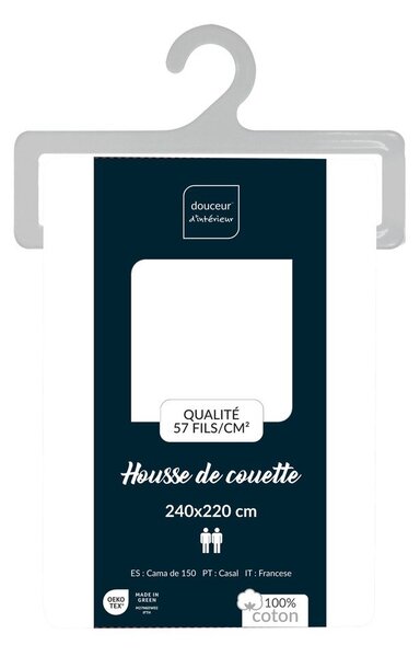Copripiumino bianco in cotone per letto matrimoniale/per letto esteso 240x220 cm Lina – douceur d'intérieur