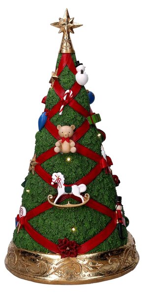 Albero resina con led rosso e verde cm Ø26,8xh46,3