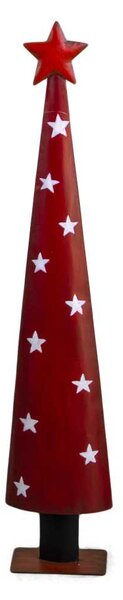 Albero metallo con stelle bianche rosso cm 18x10xh93,5