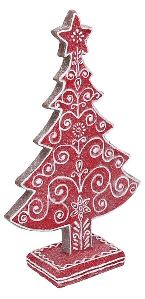 Albero resina rosso con decori bianchi cm 16x5,7xh24