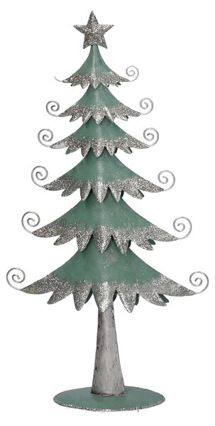 Albero metallo argento e verde salvia cm 21x6,5xh40,5