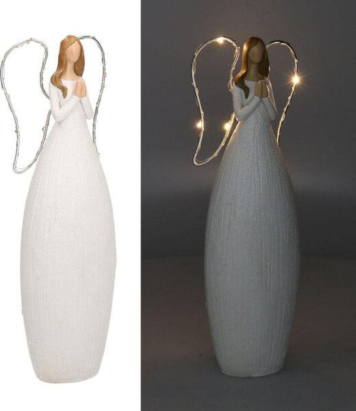 Angelo resina bianco con led cm 10x7xh30