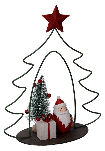 Albero metallo con babbo natale resina rosso cm 21x9,5xh25,5
