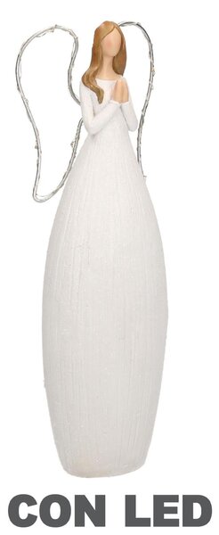 Angelo resina bianco con led cm 10x7xh30