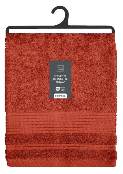 Asciugamano tipo terry color mattone in cotone 50x90 cm Tendresse – douceur d'intérieur