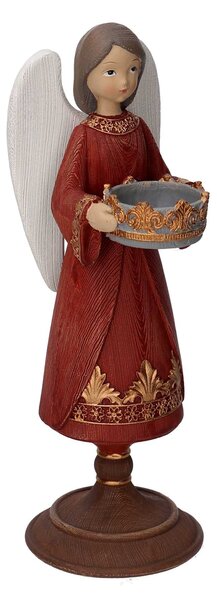 Angelo resina portacandele rosso cm 11x12,5xh32