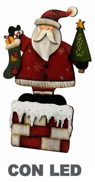 Babbo natale in legno con 7 led cm 28x3xh43