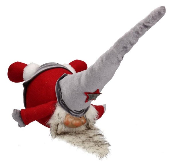 Babbo Natale tessuto rosso grigio cm 29x16xh44