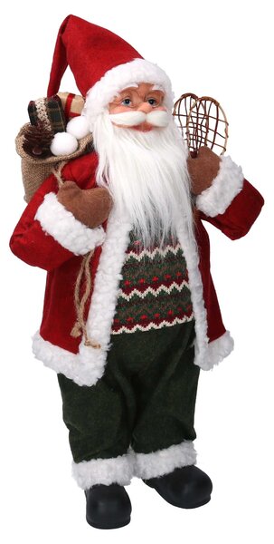 Babbo natale in tessuto verde e rosso cm xh60