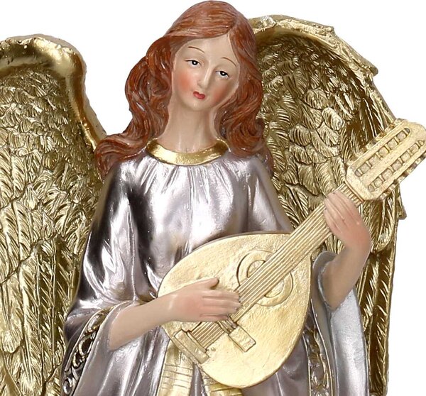 Angelo resina con chitarra oro cm 18,2x16,4xh37,8