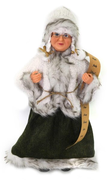 Babbo natale in tessuto signora con lista bianco cm xh45