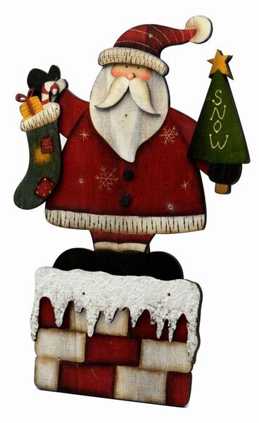 Babbo natale in legno con 7 led cm 28x3xh43