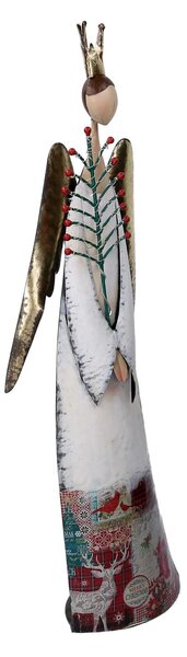 Angelo metallo con albero bianco cm 32,4x12,1xh72,4