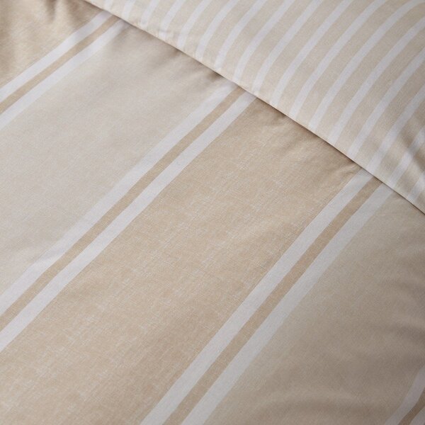 Set copripiumino e federa beige per letto singolo 135x200 cm Banded Stripe – Catherine Lansfield