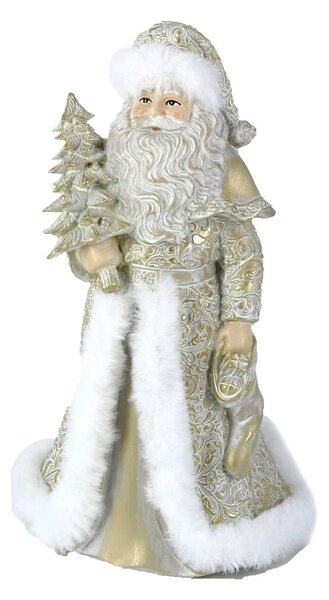 Babbo natale in resina bianco oro cm 16,5x14xh23