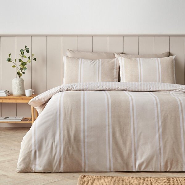 Set copripiumino e federa beige per letto singolo 135x200 cm Banded Stripe – Catherine Lansfield