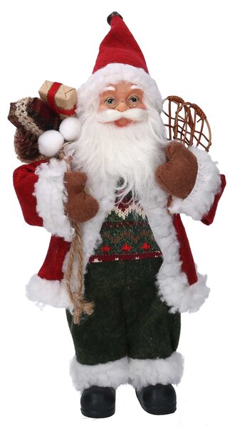 Babbo natale in tessuto verde e rosso cm xh30