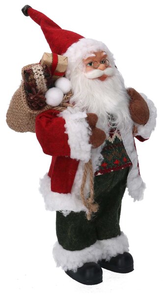 Babbo natale in tessuto verde e rosso cm xh30