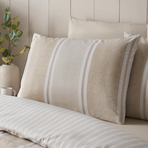 Set copripiumino e federa beige per letto singolo 135x200 cm Banded Stripe – Catherine Lansfield
