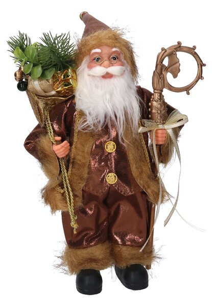 Babbo natale in tessuto oro e marrone cm xh30