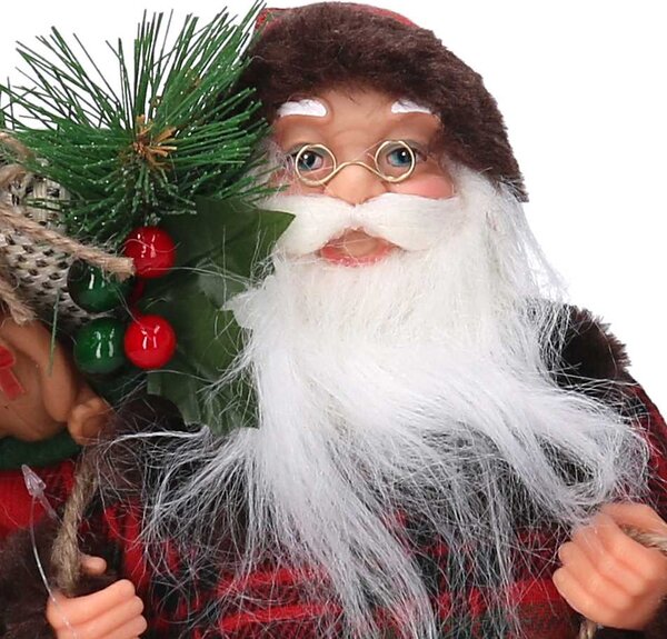Babbo natale in tessuto scozzese rosso cm xh45
