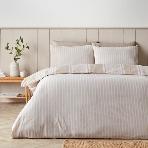 Set copripiumino e federa beige per letto singolo 135x200 cm Banded Stripe – Catherine Lansfield