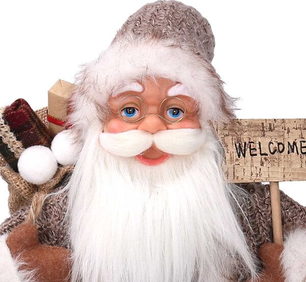 Babbo natale in tessuto marrone cm xh60