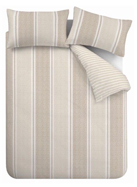 Set copripiumino e federa beige per letto singolo 135x200 cm Banded Stripe – Catherine Lansfield