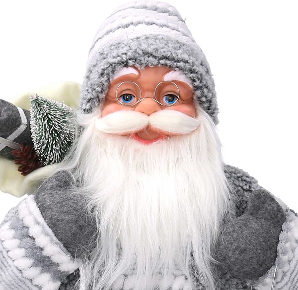 Babbo natale in tessuto grigio cm xh60