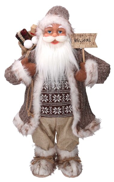 Babbo natale in tessuto marrone cm xh60