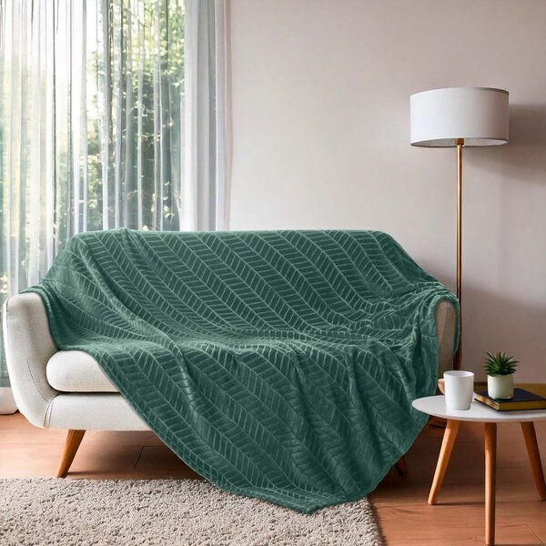 Copriletto verde in microflanella 180x220 cm Arya – douceur d'intérieur