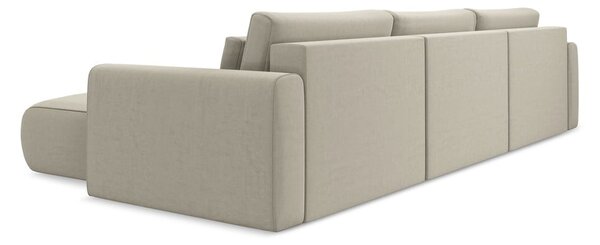 Divano angolare beige allungabile/con contenitore (a U) con rivestimento in velluto Kapua – Makamii