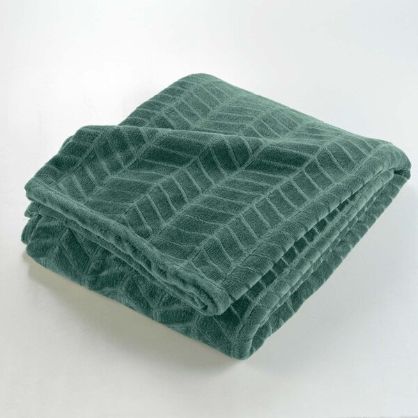 Copriletto verde in microflanella 180x220 cm Arya – douceur d'intérieur