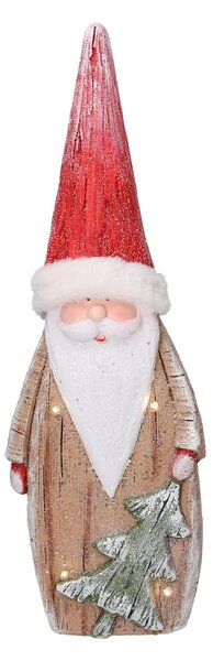 Babbo natale in resina led con albero rosso cm 19x10xh55,5